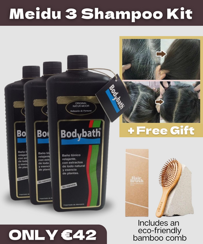 Body Bath 3-in-1 Shampoo for Grey Hair + FREE Eco-Friendly Bamboo Comb